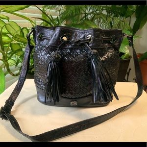 Elliott Lucca woven black leather handbag